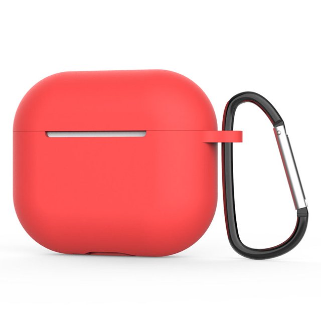 PANDACO Étui Souple Rouge pour Boîtier de Recharge AirPods (3e Gén.) en Matériau TPU, Conçu pour Protéger contre les Chocs et les Égratignures. l'Étui Présente une Couleur Rouge Vive et Comprend un Mousqueton Noir pour une Fixation Facile. Compatible avec les Étuis de Recharge AirPods 3rd Gen. Étui de Recharge AirPods Non Inclus.
