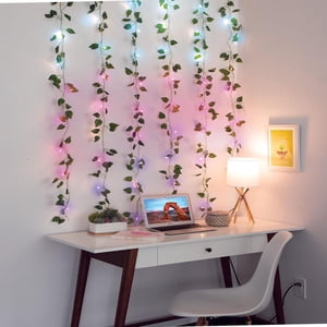 Merkury Innovations 3.5 ft. W x 5 ft. H Curtain Vine Pink Ombre Lights, Battery-operated 1-pack