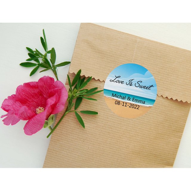 Darling Souvenir MADE WITH LOVE OceanTheme - 2" CustomStickersPremium 80 Self-AdhesiveRoundLabels, Personalized Wedding Party FavorStickers/RoundEnvelope Seal