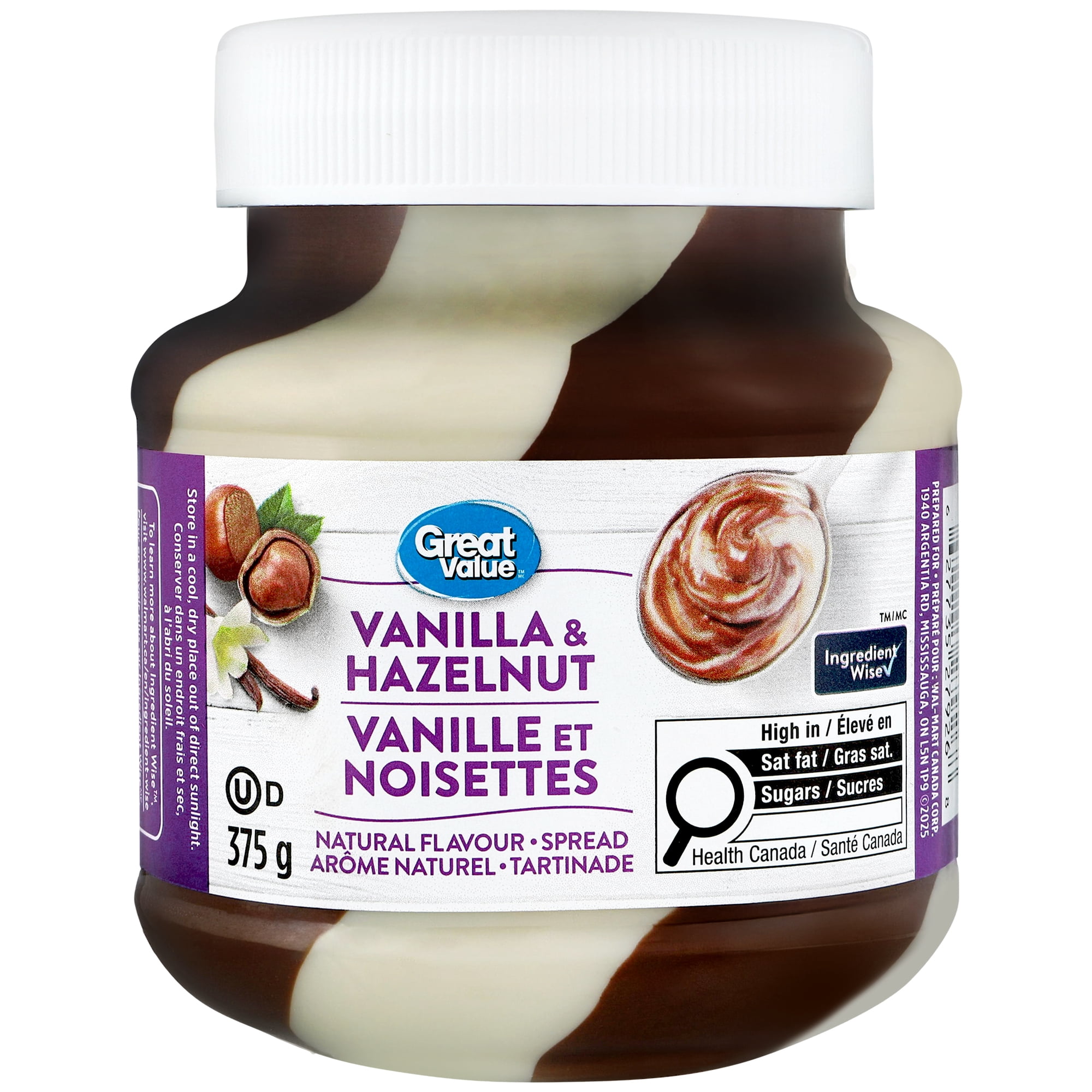 Great valueページ Great Value Vanilla & Hazelnut Natural Flavour Spread - Walmart.ca