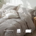 thumbnail image 2 of Bedding Duvet Cover Set Washed Cotton Linen Like Textu Breathable Durable Soft Comfy (Tannish Linen Grey Queen), 2 of 6