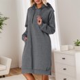 thumbnail image 4 of Longs Chandails à Capuchon pour Femmes 2025 Manches Longues Ourlet Fendu Robe à Capuchon Unie avec Poches Chandail à Capuchon pour Femmes, 4 of 8