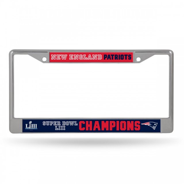 Cadre de Plaque d'Immatriculation Chromée New England Patriots Super Bowl Champions