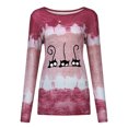 thumbnail image 3 of Hauts d'Été pour Femmes T-Shirt à Col Rond à Imprimé pour Femmes avec Lien Patchwork T-Shirt Décontracté Blouse Hauts Femmes Hauts d'Été en Liquidation, 3 of 7
