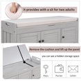 thumbnail image 3 of MODERNLUXE Banc de Rangement pour Chaussures de 43,5 Pouces avec 3 Portes, Banc d'Entrée avec Coussin Amovible et Compartiment Caché pour Salon, Entrée, Gris Lavé, 3 of 8