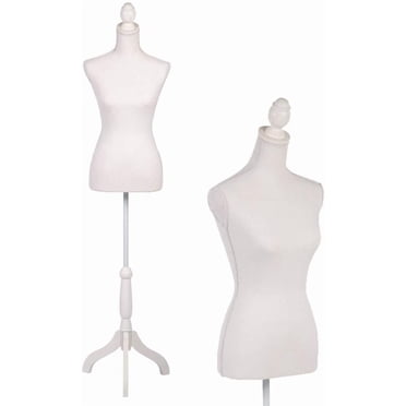 FDW Mannequin Mannequin 60”-67” Hauteur Réglable Modèle de Robe pour Femme Affichage Torse Corps Trépied Support Formes de Vêtements (Blanc)