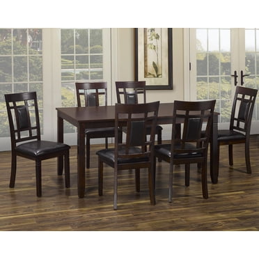 Ensemble de salle à manger d'intérieur contemporain K-Living Viola 7 pièces en bois massif avec 1 table et 6 chaises couleur espresso
