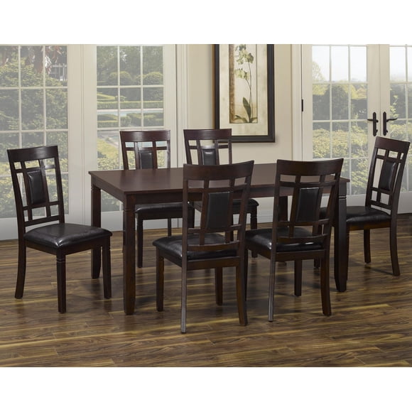 K-Living Viola Contemporary Indoor 7-Piece Solid Wood Dining Set with 1 Table and 6 Chairs in Espresso