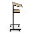 thumbnail image 3 of Wheeled Lectern with Storage Shelf - Beech/Black - Compact Standing Desk for Reading - Laptop Stand, 3 of 4