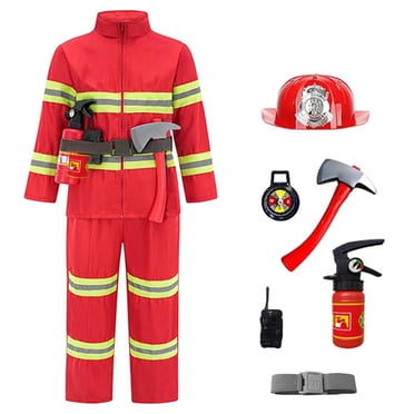 Wijhcboe 2025 Chemise de Pompier de Jeu de Rôle avec Nœud Papillon Ensemble Trois Pièces École Nouveau-Né Articles Jouet Accessoires Ensemble Campus