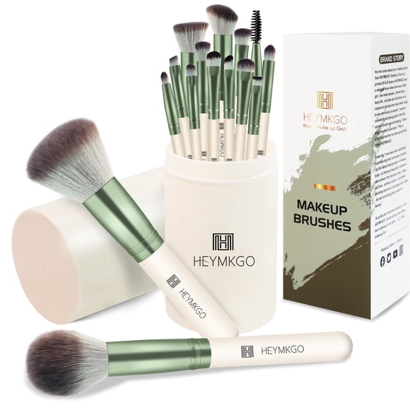 DUAIU 15-Piece Professional Makeup Brush Set - Premium Synthetic Foundation, Blush, Eyeshadow, Concealer & Lip Brushes Kit with Travel Bucket for Face & Eye Makeup Application