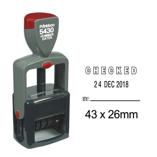 Printtoo Heavy Duty Dater Stamp Self Inking With Checked By Text Office Stationery Date Rubber Stamp-Black