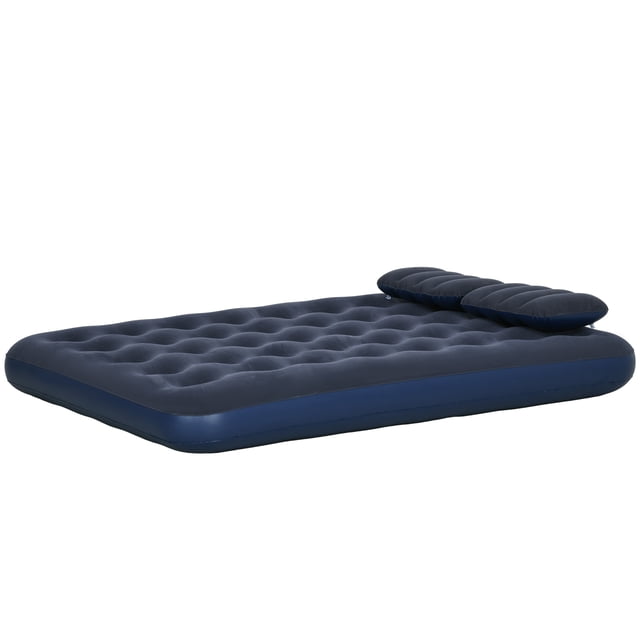 CoSoTower Queen Size Air Mattress Camping Air Bed with 2 Pillows and Hand Pump, Blue