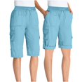 thumbnail image 1 of Timegard Cargo Shorts Women Elastic Waisted Drawstring Straight Leg Hiking Outdoor Half Pants with Pockets, 1 of 7