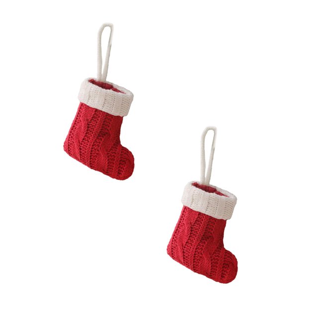 Oleegame 2PC Stainless Steel Cutlery Set Christmas Knitted With Red And Fork Set Home Creative Tableware Bag Red
