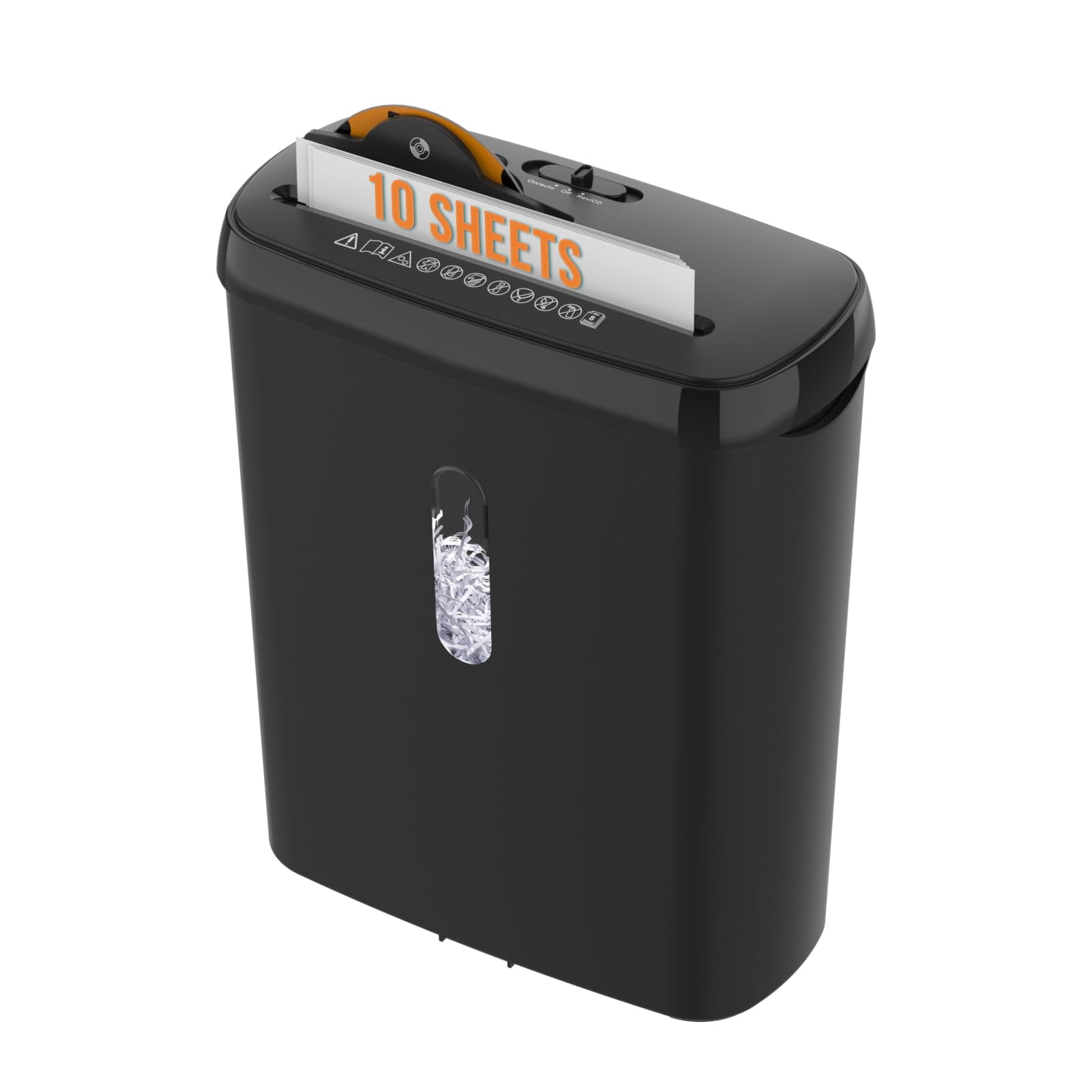 Déchiqueteuse à coupe en bande Suntiko pour 10 feuilles, niveau de sécurité P-2 pour bureau à domicile, bac de 3,17 gallons, déchiquette les CD et cartes de crédit, certifiée ETL, noire