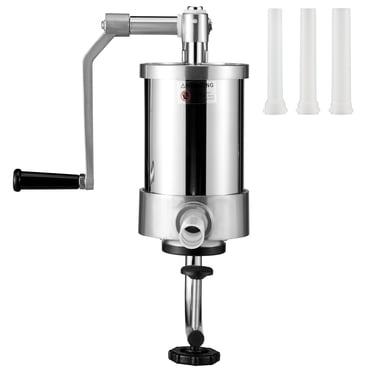 KFFKFF Sausage Filler, 2.5LBS/1.5L Volume, 304 Grade Stainless Steel Vertical Sausage Maker, Sausage Injector with Trio of Filling Tubes, Stable Base and Hand Operated Crank for Domestic or Business