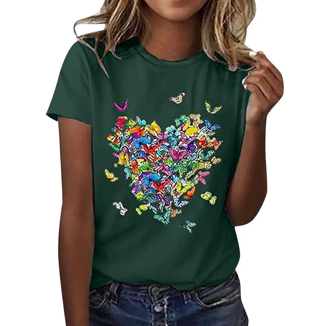 LUOGENLI T-shirts pour Femme pour Femmes T-Shirt Décontracté à Col Rond à Manches Courtes Haut Imprimé Élégant et Confortable T-shirts pour Femmes T-shirts Graphiques T-shirts de Pêche la Saint-Patrick Vert Foncé TG