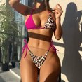 thumbnail image 1 of Dvkptbk Bikinis Bikini Femme Bicolore Mode Décontracté Taille Mince Liage Ajouré Ensembles Maillot de Bain pour Femmes, 1 of 7