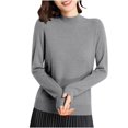 thumbnail image 4 of Penkiiy Chandails d'Automne pour Femmes 2024, Chandail Léger et Doux pour Femmes à Col Rond, Manches Longues, Tricot, Haut, L Gris Foncé, 4 of 7