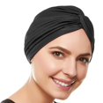 thumbnail image 1 of Beemo Femmes Bonnet de Bain Bain Turban-Polyester Plissé Turban Couverture de Tête - Noir, 1 of 1