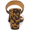 thumbnail image 2 of BLISSFUL STEP Women's Dual Clear Strap Chunky Heel Mules Slides Sandals Leopard 8, 2 of 7