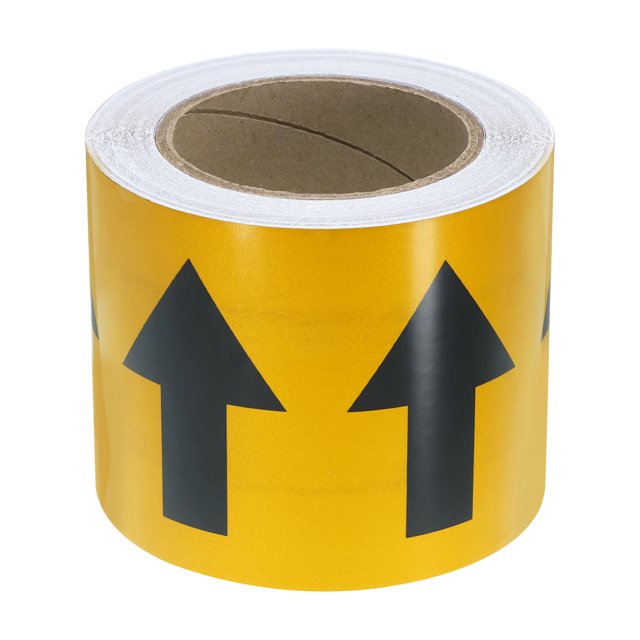 Unique Bargains Directional Flow Arrow Tape 4'x65', Adhesive Pipe Identification Marking Stickers, Black on Yellow