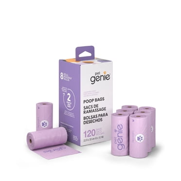 Pet Genie - Sacs de Ramassage pour Chiens - Inclut 120 Sacs Parfumés à la Lavande Faits de 65 % de Plastique Recyclé