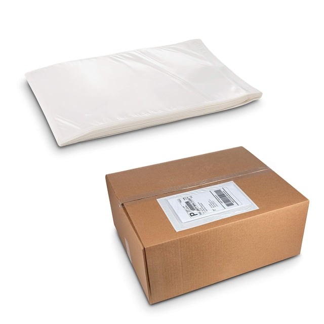 Clear Plastic Side Loading Blank Envelope Pouch for Packing List,Return Label - Documents Keeps Paper Safe While Shipping Size 6 ½ inches x 10 inches by MT Products (100 Pieces)