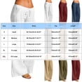 thumbnail image 4 of Yuyuzo Womens Cotton Linen Pants Causal Summer Elastic Waist Wide Leg Beach Vacation Palazzo Trousers, 4 of 7