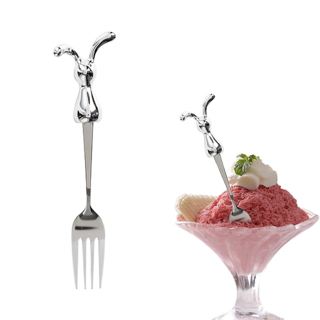 Stainless Fruit Forks Creative Design Dessert Utensils For Kids Cake Snack Serving Tools With Ergonomic Handle Dishwasher Home Kitchen Accessories