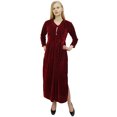 thumbnail image 1 of Phagun Robe Maxi Ample Bordeaux à Manches Longues pour Femme, Décontractée avec Poches-6, 1 of 5