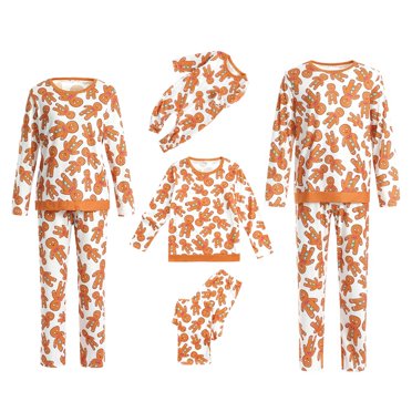 EIMELI Christmas Family Matching Pajamas Set Gingerbread Man Print Long Sleeve T-shirt Pants Sleepwear Outfits Dad-L