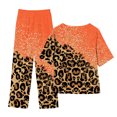 thumbnail image 3 of Mikilon Ensemble Élégant pour Femmes 2 Pcs Coton & Lin Imprimé Manches 5/10 Col Rond + Pantalon Décontracté Ensemble Chic & Confortable Manches Courtes Col Rond Blouse/chemise Orange 4TG, 3 of 3