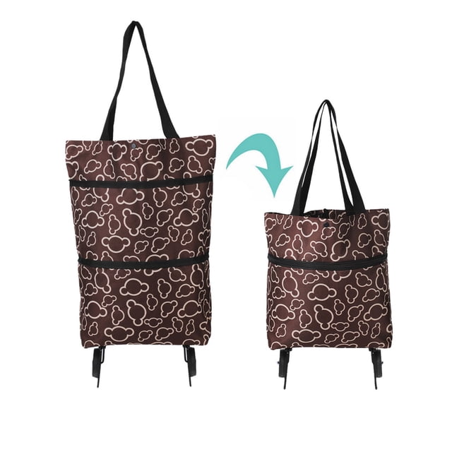 Sac de Chariot de Magasinage, Sacs de Magasinage Réutilisables Portables et Pliables, Panier de Magasinage Pliable avec Roues Sac d'Épicerie Sac Fourre-Tout Utilitaire Très Grand pour Voyage Magasinage Camp, 18 L