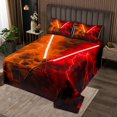 thumbnail image 2 of Erosebridal Teens Lightsaber Coverlet Set Twin, Square Geometry Bedding Set, Orange Red 2 Pieces, 2 of 5