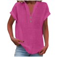thumbnail image 1 of T-Shirts Femmes Plus Mode Décontractée Col en V Boutonné Manches Courtes avec Poches - Hontri, 1 of 5