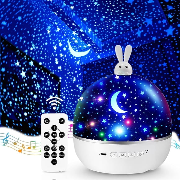 Jinsinto Baby Night Light Star Sky Projector, 8 Movies Child Night Light, Bluetooth Musical and Luminous Night Light