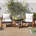 thumbnail image 4 of Costway 3 PCS Patio PE Wicker Furniture Set with Solid Acacia Wood Frame & Cushions, 4 of 10