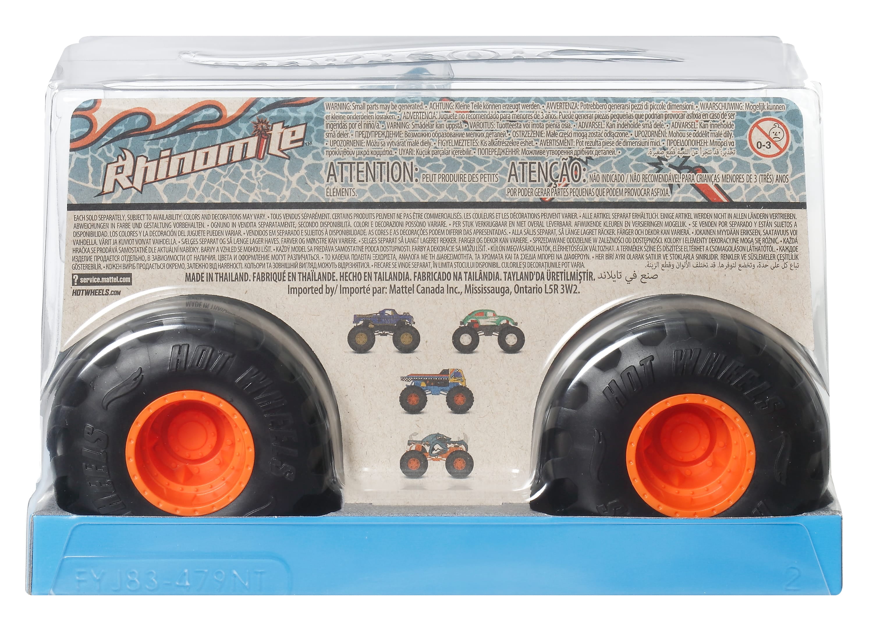 Hot Wheels Monster Trucks, Oversized Monster Truck in 1:24 Scale, Rhinomite