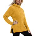 thumbnail image 3 of Chandail à Col Roulé Uni pour Femme - Haut Rétro à Manches Longues Ajusté - Polyester, Coupe Ample Décontractée pour le Quotidien/travail, 3 of 3