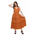 thumbnail image 2 of Moomaya Robe Longue Maxi pour Femmes en Coton Imprimé à Bretelles Spaghetti et Col en V, 2 of 6