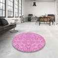thumbnail image 4 of Ahgly Company Tapis Rond Lavable en Machine Intérieur Transitionnel Rose Néon, 3 Pieds Rond, 4 of 7