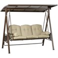 thumbnail image 1 of Outsunny Balançoire de Porche 3 Places Balançoire d'Extérieur Auvent Réglable Coussin Kaki, 1 of 10