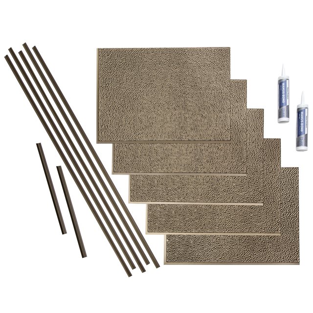 Fasade Hammered Decorative Vinyl Backsplash Kit 15 sq ft Coverage Argent Bronze Finish