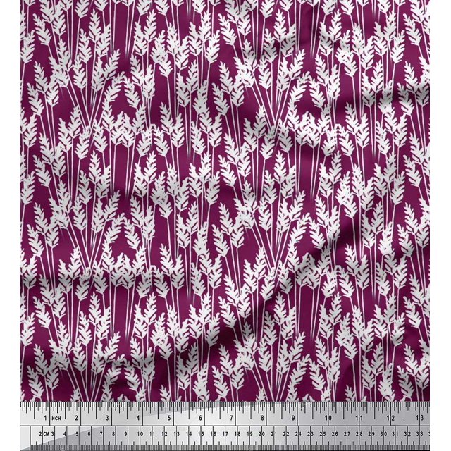 Soimoi Poly Georgette Fabric Leaves Watercolor Print Sewing Fabric Yard 52 Inch Wide