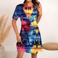 thumbnail image 1 of Ovzne Robes pour Femmes Robe de Plage Mode pour Femmes Robe à Col Rond à Manches Courtes Imprimée Robe Chandail Robe de Vacances à Manches Courtes Liquidation, 1 of 5