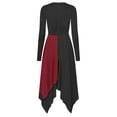 thumbnail image 2 of RUNQHUI Women's Metallic Gold Color Block Liturgical Praise Dance Dresses Church Robe Worship Skirt Burgundy&Black M, 2 of 7