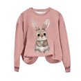 thumbnail image 4 of Penkiiy Chemises de Pâques pour Femmes 2024 Manches Longues Mignon Lapin Col Rond Chandail en Molleton Graphique Lapin Décontracté Été Blouse Tunique Hauts S Rose, 4 of 6