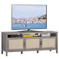 thumbnail image 4 of Patiojoy Universal TV Stand Cabinet Television Media Console with 3 Rattan Doors Grey Oak, 4 of 5